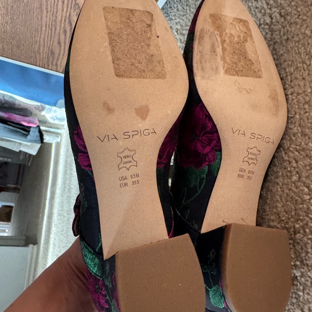 Via Spiga Satin Flower Alana Made in Italy Leather Pumps 9.5M - Picture 10 of 16